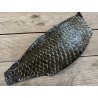 Peau de cuir de poisson tilapia argenté vert forêt glossy
