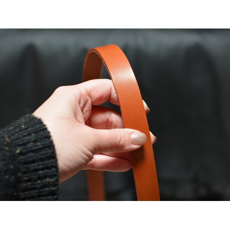 Bande lanière de cuir cognac - Collet Tannage Végétal - Cuir en Stock