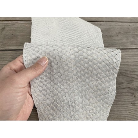 Cuir de poisson Perche du Nil - Blanc mat - Cuir en Stock