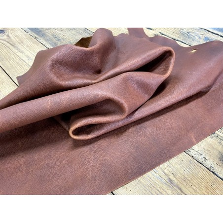 Souplesse demi-peau cuir de vachette pull up brun rouge Cuirenstock