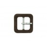 Boucle carrée gainée en velours marron 18 mm - Cuir en Stock