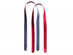 Paire de anses en cuir réversible bleu ciel et framboise - prêtes à poser - maroquinerie - Cuir en Stock