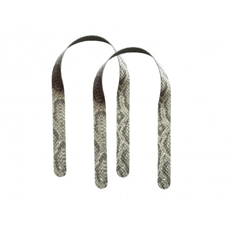 Paire de anses en cuir façon serpent taupe - prêtes à poser - maroquinerie - Cuir en Stock