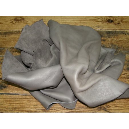 Chutes de cuir de vache - Gris cendre - Cuirenstock