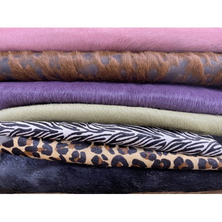 Chutes de cuir de vache poil fantaisie - maroquinerie - Cuir en stock