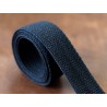Ruban tissé coton 30 mm noir - cuir en stock
