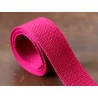 Ruban tissé coton 30 mm rouge framboise - cuir en stock