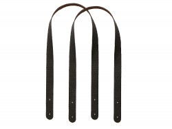 Paire de anses en cuir marron gros grain - prêtes à poser - maroquinerie - Cuir en stock