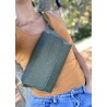 Demi peau de cuir de vache grain autruche - Vert kaki