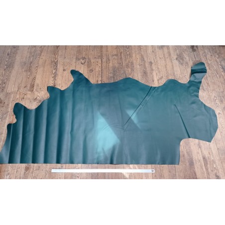 Bande de cuir de veau lisse - vert forêt - maroquinerie - Cuir en stock
