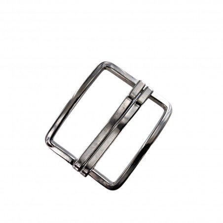 Grande boucle de ceinture rectangulaire - double ardillon nickelé - 40 mm - ceintures - bouclerie - cuirenstock