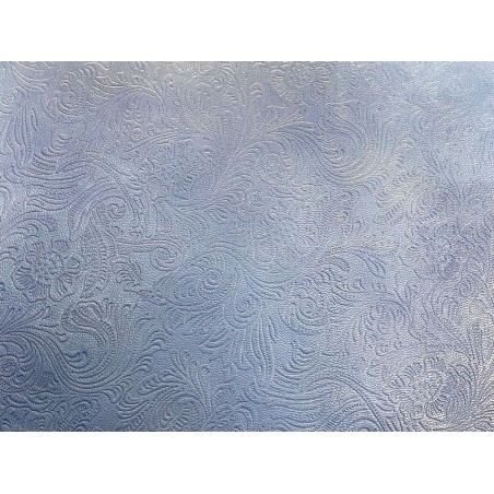 Peau de cuir de mouton grain cordoue fleuri bleu pastel - cuir en stock