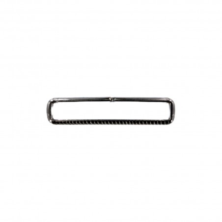 Grand passant ceinture - rectangulaire strié - nickelé - 50 mm - ceinture - maroquinerie - Cuir en Stock