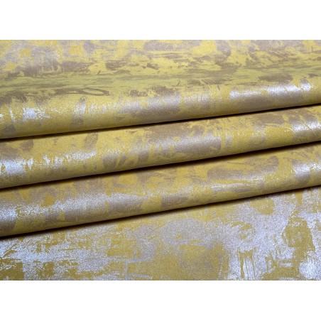Peau de veau velours métallisé Graffiti - jaune - Maroquinerie - Cuir en Stock