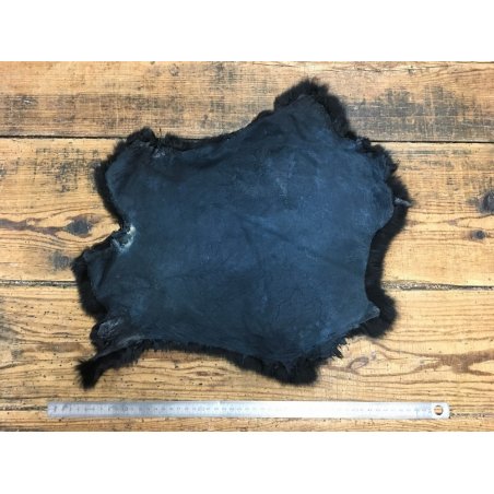 Peau de lapin - Noir - Cuir en Stock