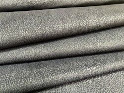 Cuir de vachette nubuck - grain bicolore - noir et gris - maroquinerie - Cuir en Stock