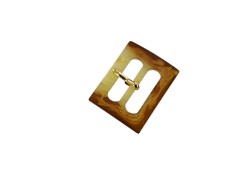 Boucle rectangulaire effet corne - beige/caramel - Cuir en stock