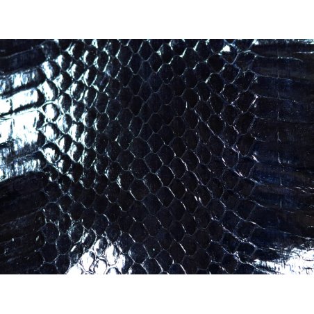 Peau de cuir de serpent - Bleu marine - Cuir en Stock