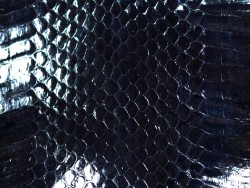 Peau de cuir de serpent - Bleu marine - Cuir en Stock