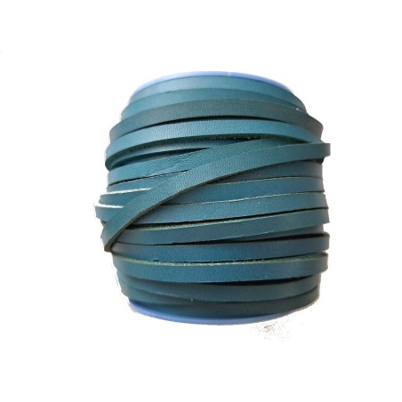 Lacet en cuir plat épais - 5mm - Turquoise - Cuir en Stock