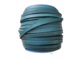 Lacet en cuir plat épais - 5mm - Turquoise - Cuir en Stock