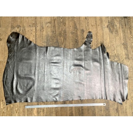 Demi peau de veau métallisé - PLATINE - Maroquinerie - Cuir en Stock