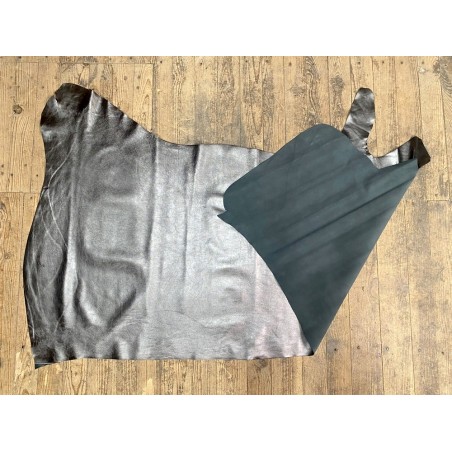 Demi peau de veau métallisé - PLATINE - Maroquinerie - Cuir en Stock