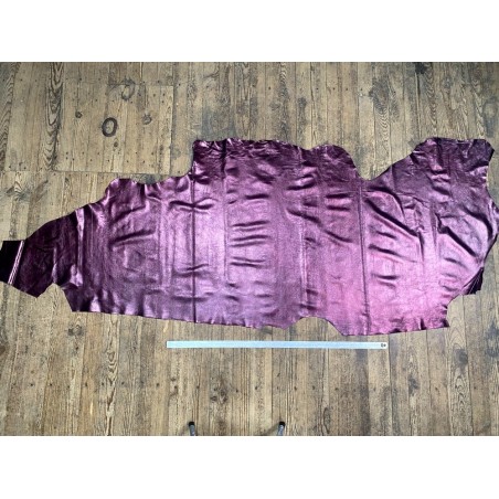 Demi peau de veau métallisé - BORDEAUX- Maroquinerie - Cuir en Stock