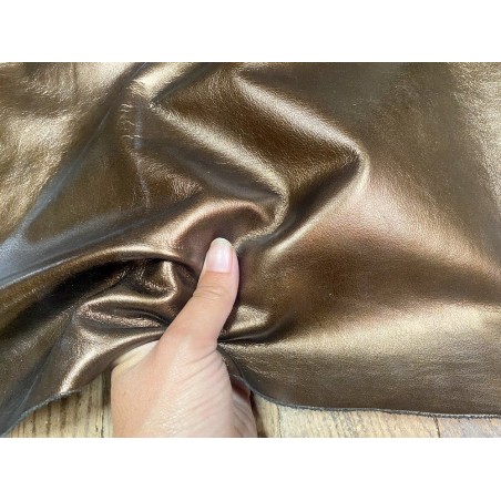 Demi peau de veau métallisé - BRONZE - Maroquinerie - Cuir en Stock