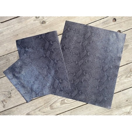 Morceau de cuir de vache grain serpent - ANTHRACITE - Cuirenstock