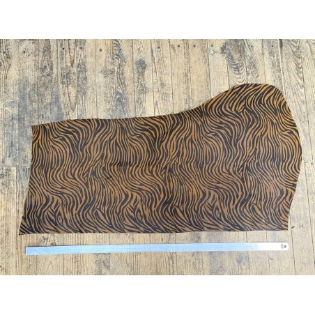 Demi-peau de veau velours zèbre - Camel - Cuir en Stock