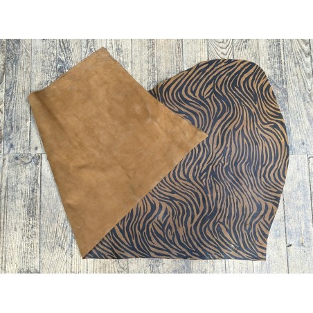 Demi-peau de veau velours zèbre - Camel - Cuir en Stock