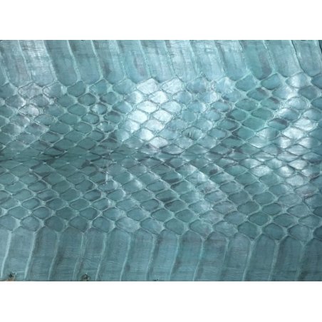 Peau de cuir de serpent cobra cirée - Bleu melville - Cuir en Stock