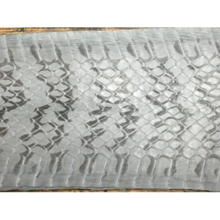 Peau de cuir de serpent cobra cirée - Gris acier - Cuir en Stock