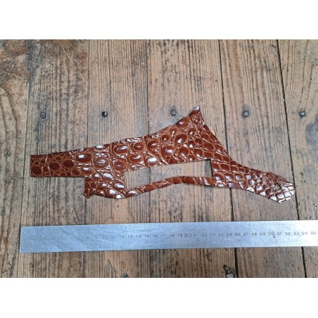 Morceau de cuir crocodile véritable - brun caramel - cuirenstock