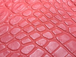 Cuir de crocodile véritable - queue de crocodile - corail mat - maroquinerie bijoux Cuir en stock