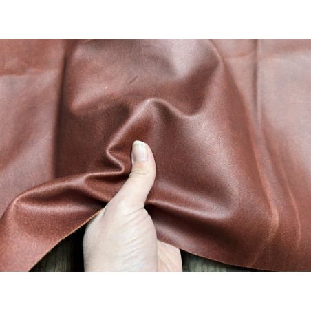 Croûte de cuir de vache ciré acajou - Cuir en Stock