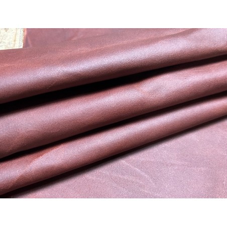 Croûte de cuir de vache ciré acajou - Cuir en stock