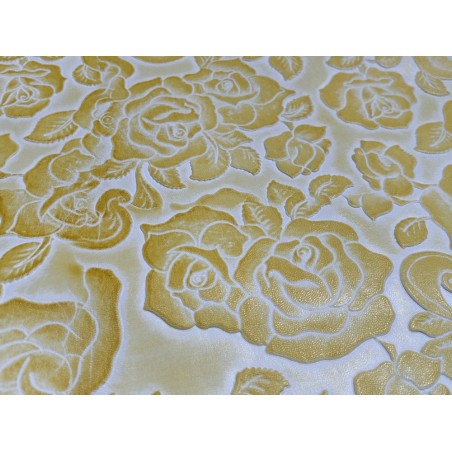 Peau de cuir de mouton motif fleuri - Jaune - Cuir en Stock