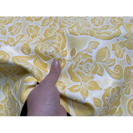 Peau de cuir de mouton motif fleuri - Jaune - Cuir en Stock
