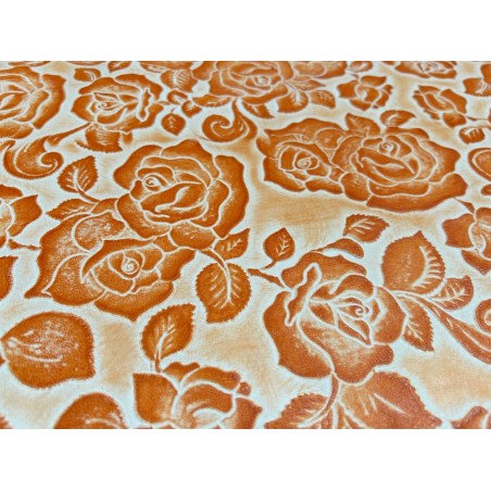 Peau de cuir de mouton motif fleuri - Orange - Cuir en Stock