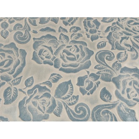 Peau de cuir de mouton motif fleuri - Bleu jeans - Cuir en Stock