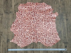 Peau de cuir de mouton motif fleuri - Bordeaux - Cuir en Stock