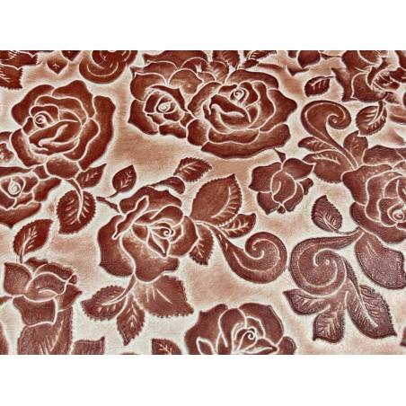 Peau de cuir de mouton motif fleuri - Bordeaux - Cuir en Stock