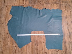 Demi-peau de cuir de vache grainé - bleu paon - maroquinerie - Cuirenstock