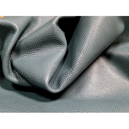Demi-peau de cuir de vache grainé - bleu paon - maroquinerie - Cuir en stock