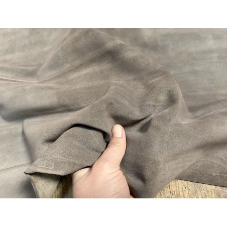 Peau de veau velours gris cendre - Cuir en Stock