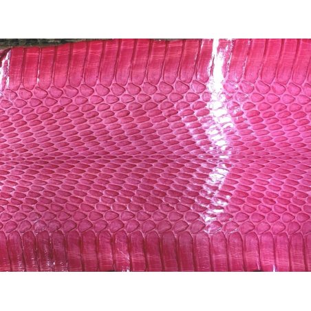 Peau de cuir de serpent - Rose corail - Cuir en Stock