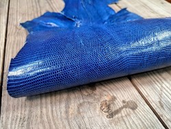 peau cuir lézard - bleu azur - accessoire bijoux - cuir en stock