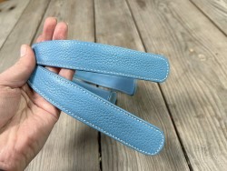 Paire de poignées de sac en cuir -47cm- Bleu jeans